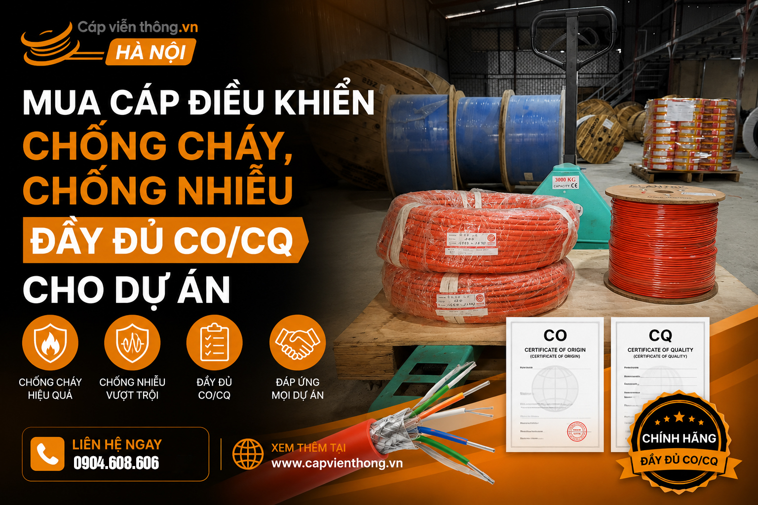 mua cáp điều khiển chống cháy chống nhiễu cho dự án