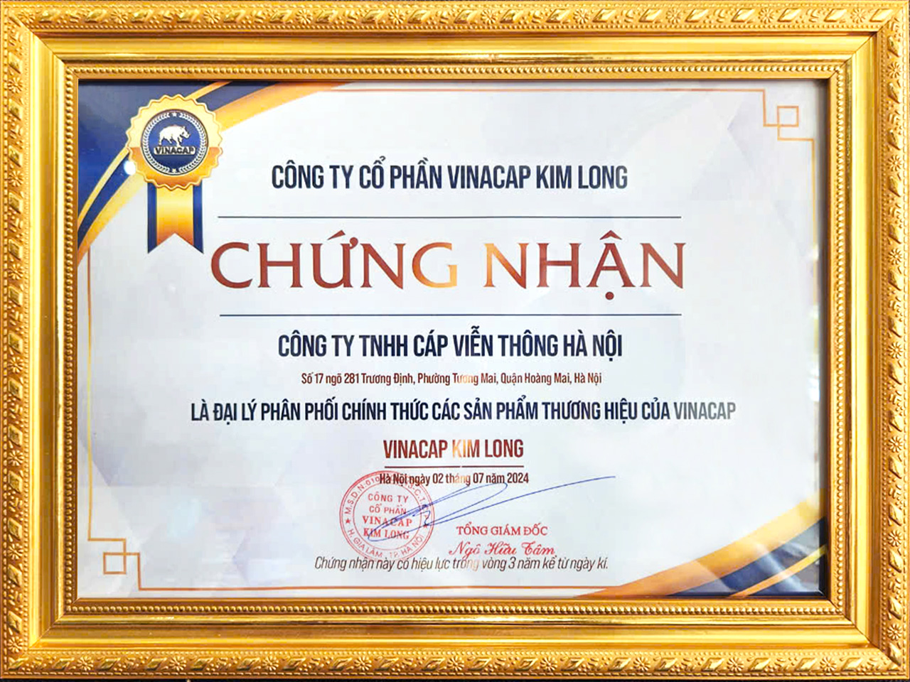 Giấy chứng nhận đại lý Vinacap