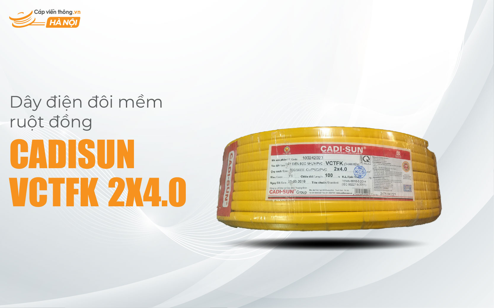 Dây điện đôi mềm ruột đồng Cadisun VCTFK 2x4.0