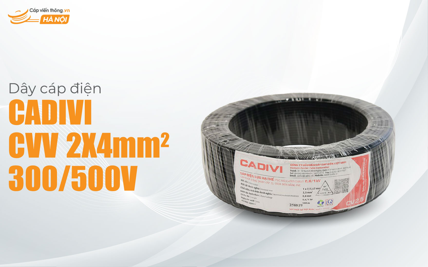 Dây cáp điện CADIVI CVV-2x4-300/500V