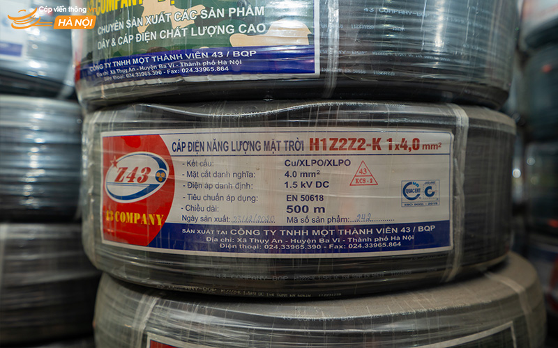 Cáp điện năng lượng mặt trời H1Z2Z2-K 1x4,0mm2 Z43