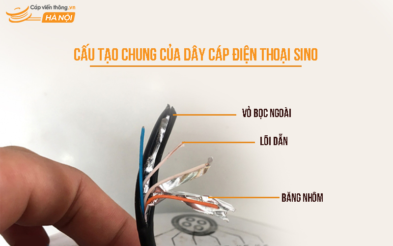 Cấu tạo chung của dây cáp điện thoại Sino