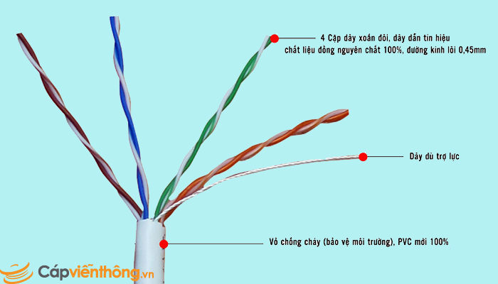 Cấu tạo dây mạng Cat5e và cách phân biệt cáp mạng Cat5e và Cat5