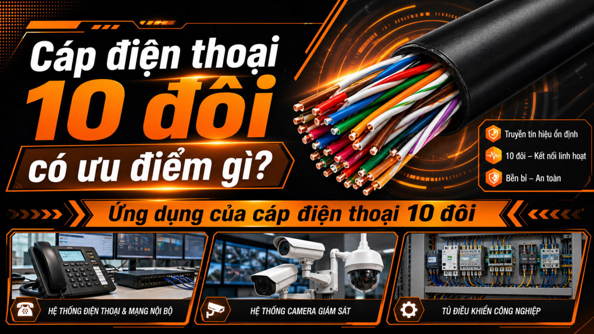 Cáp điện thoại 10 đôi có ưu điểm gì? Ứng dụng của cáp điện thoại 10 đôi