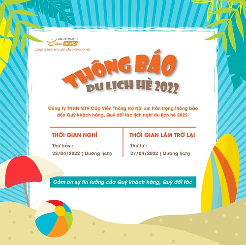 THÔNG BÁO LỊCH NGHỈ DU LỊCH HÈ 2022