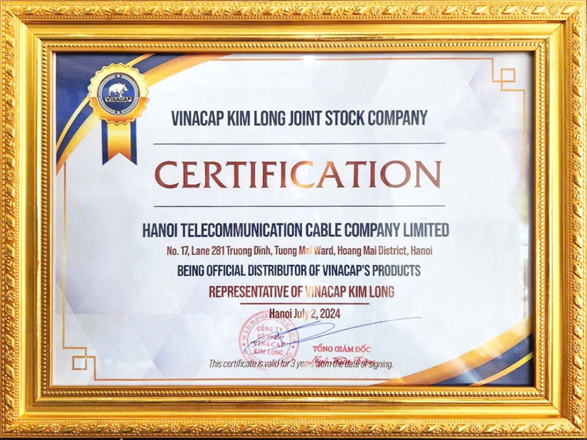 Cáp Viễn Thông Hà Nội chính thức nhận giấy chứng nhận đại lý Vinacap