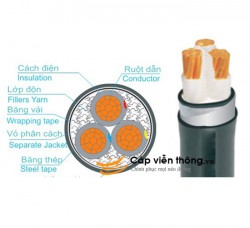 Dây cáp điện Trần Phú, Cáp ngầm CXV-DSTA 3x4