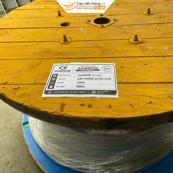 Cáp cao su ruột đồng Samwon 3x120 + 1x70 SQmm