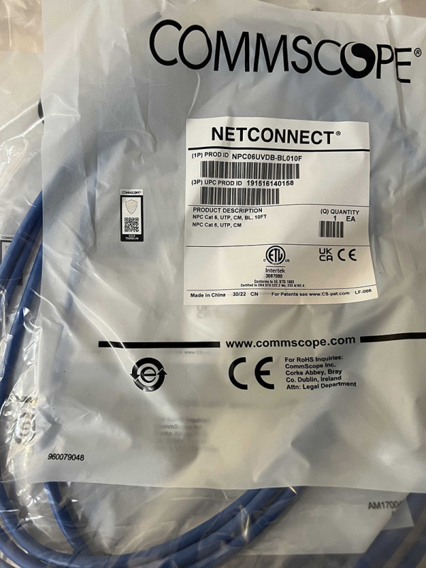 Dây nhảy mạng CommScope NetConnect Cat6 NPC06UVDB-BL010F